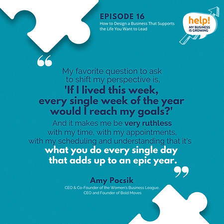 My favorite question to ask to shift my perspective is, If I lived this week, every single week of the year, would I reach my goals? And it makes me be very ruthless with my time, with my appointments, with my scheduling and understanding that it's what you do every single day that adds up to an epic year.