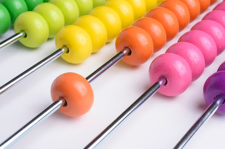 Close-up of multi-colored abacus beads